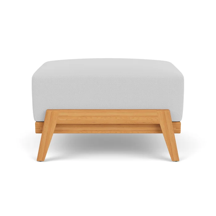 alpine ottoman in natural teak finish with reflections ice fabric grade b