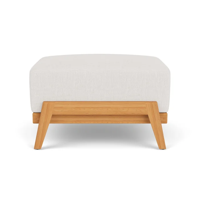 alpine ottoman in natural teak finish with reflections snow fabric grade b