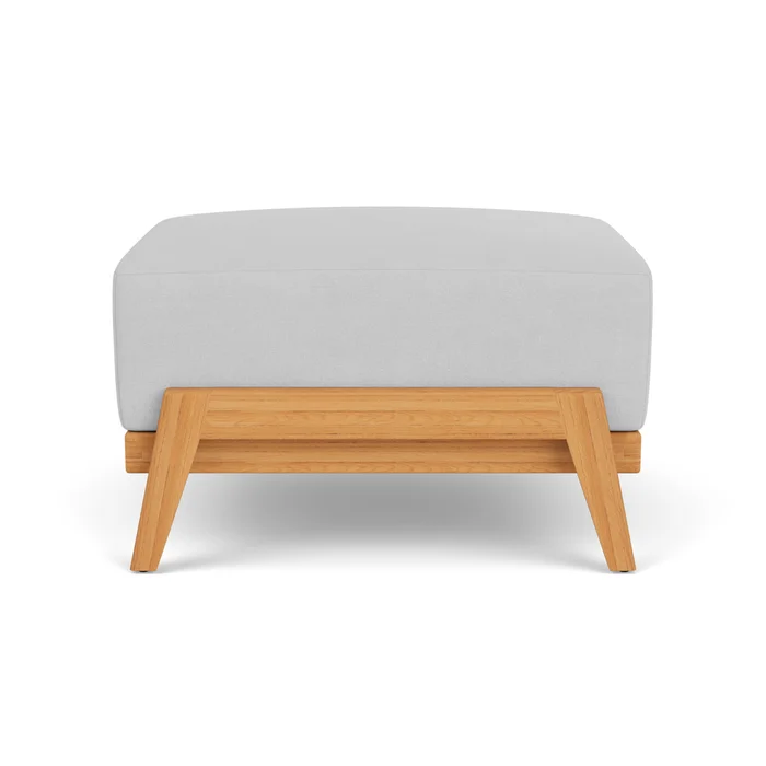 alpine ottoman in natural teak finish with sandberg dove fabric grade b