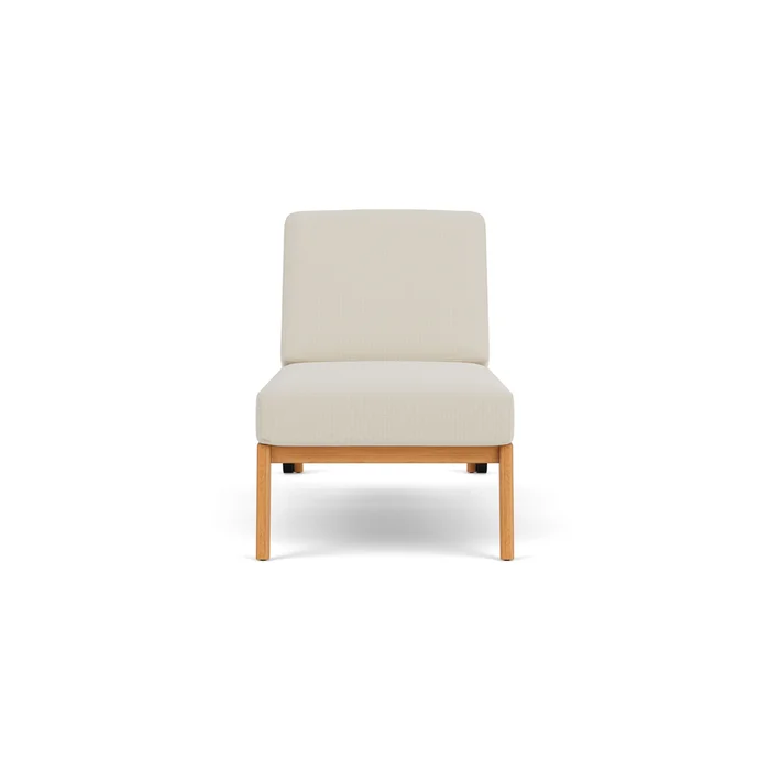 alpine pool chaise in natural teak finish with beach natural fabric grade a