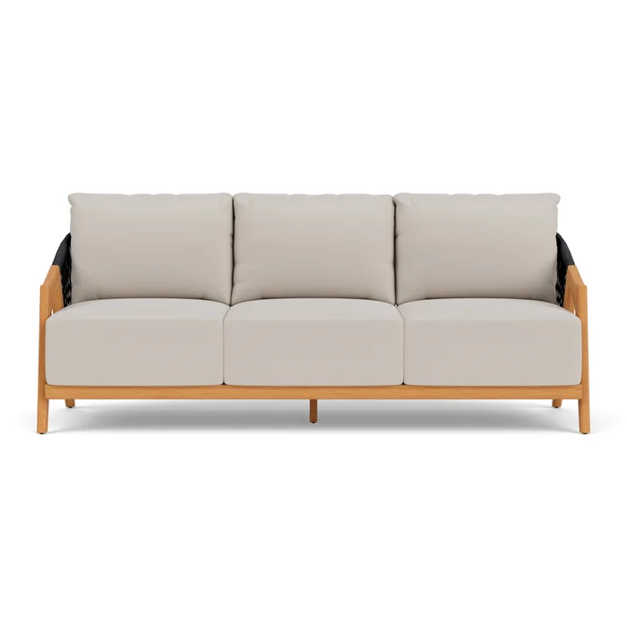 alpine sofa in natural teak finish with azulu twine fabric grade b