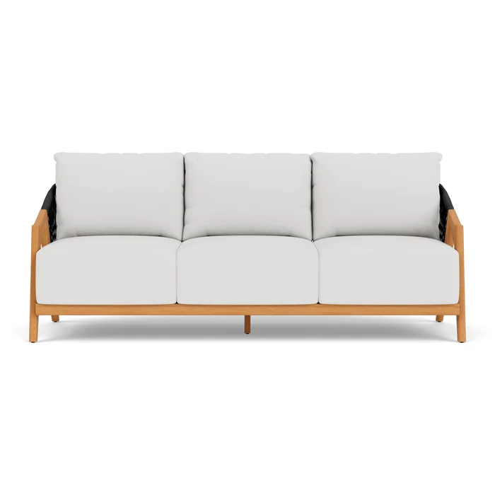 alpine sofa in natural teak finish with canvas natural fabric grade a