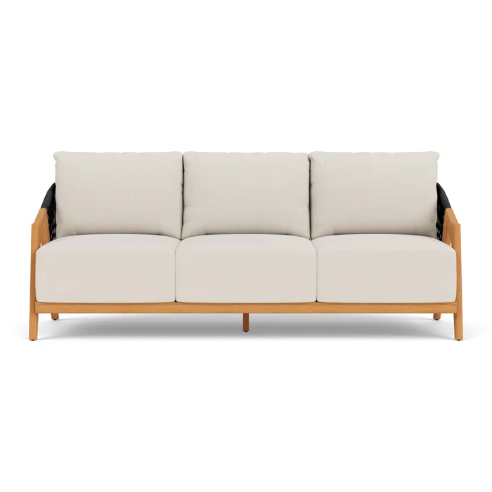 alpine sofa in natural teak finish with decorline natural fabric grade a