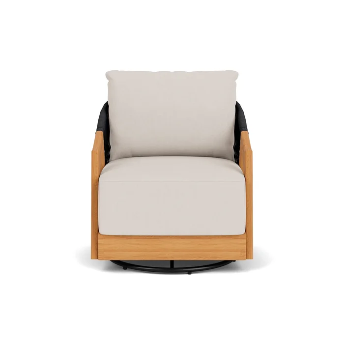 alpine swivel lounge chair in natural teak finish with canvas canvas fabric grade a