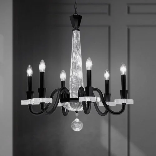 Amadeus 6 Light 120V Chandelier in Antique Silver with Optic Haze Quartz (168|S9327-48OH)