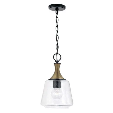 Amara One Light Pendant in Matte Black with Brass (65|345611KB)