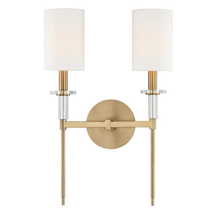 Amherst 2-Light Wall Sconce in Aged Brass 13L x 13W x 18.75H