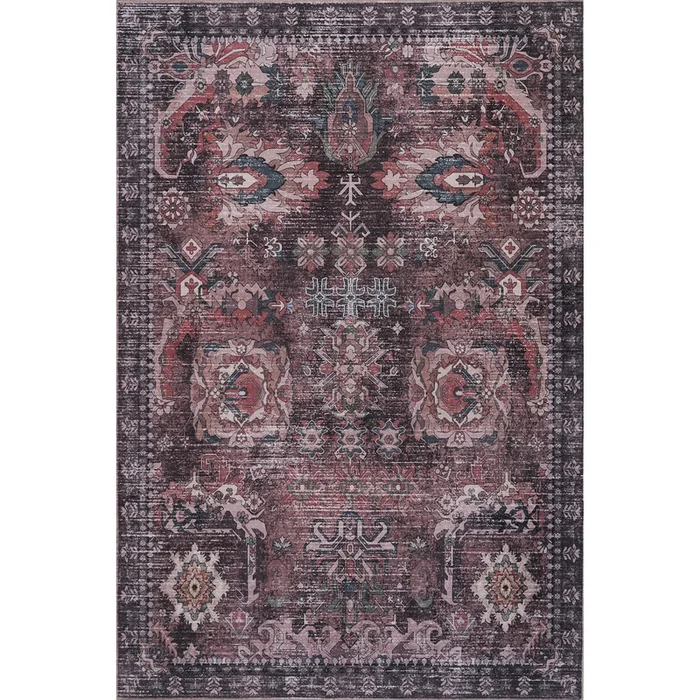 Aqua Brown Flames Washable Non-slip Low Pile Area Rug 5’x7′ | Aqua Flammes Brunes Tapis Lavable Et Antiderapant A Poils Ras 5’x7′