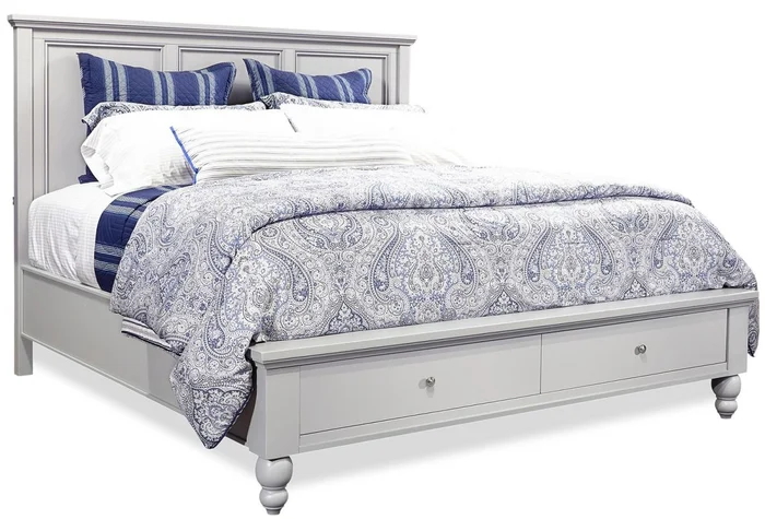 Aspenhome Cambridge Cal King Panel Storage Bed in Grey EST SHIP TIME IS 2 WEEKS