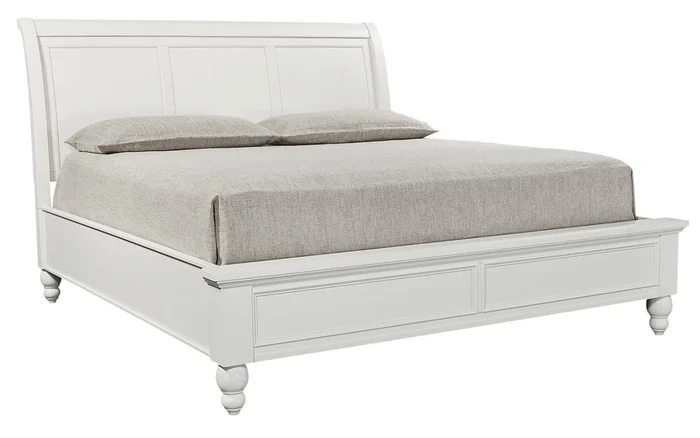 Aspenhome Cambridge King Sleigh Bed in White EST SHIP TIME IS 2 WEEKS