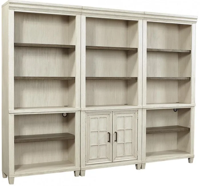 Aspenhome Caraway 3pc Bookcase Wall in Aged Ivory EST SHIP TIME IS 2 WEEKS