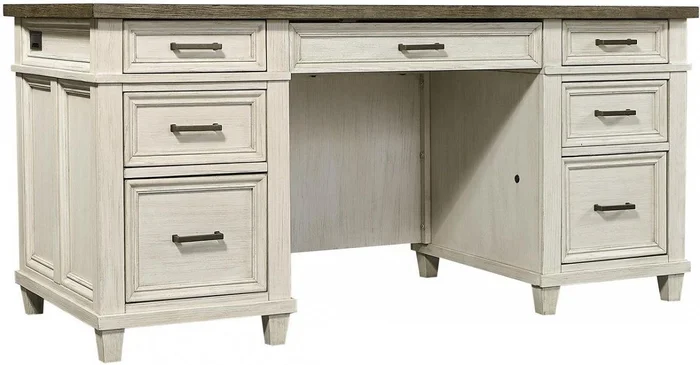 Aspenhome Caraway 66″ Executive Desk in Aged Ivory I248-303 EST SHIP TIME IS 2 WEEKS