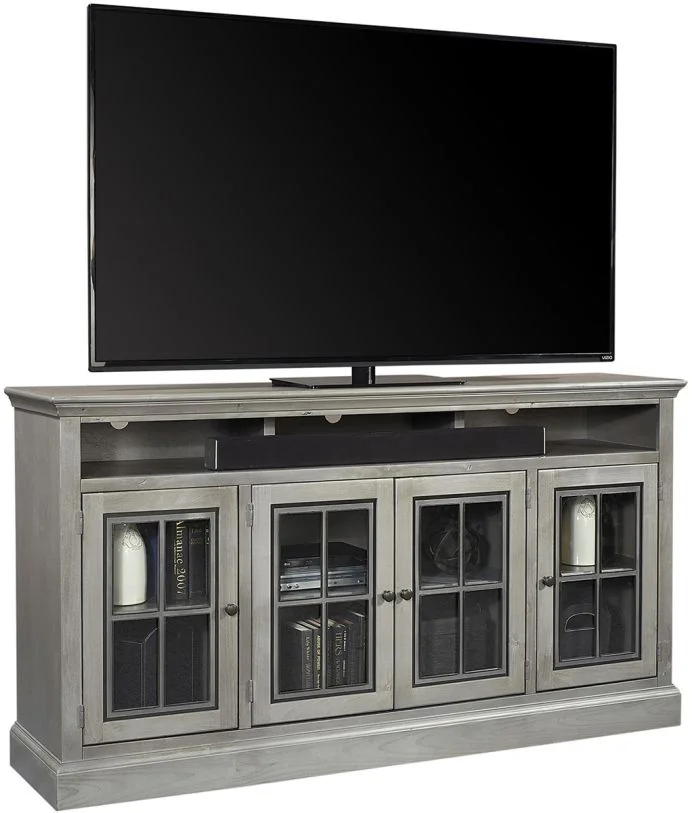 Aspenhome Churchill 73″ Highboy Console with 4 Doors in Smokey Grey DR1255-GRY