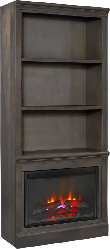 Aspenhome Churchill 74″ Fireplace Display Case in Ghost Black DR3472F/12-GHT