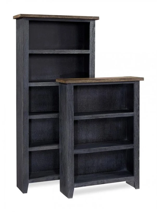 Aspenhome Eastport 74″ Bookcase with 4 Fixed Shelves in Drifted Black WME3472-DBK