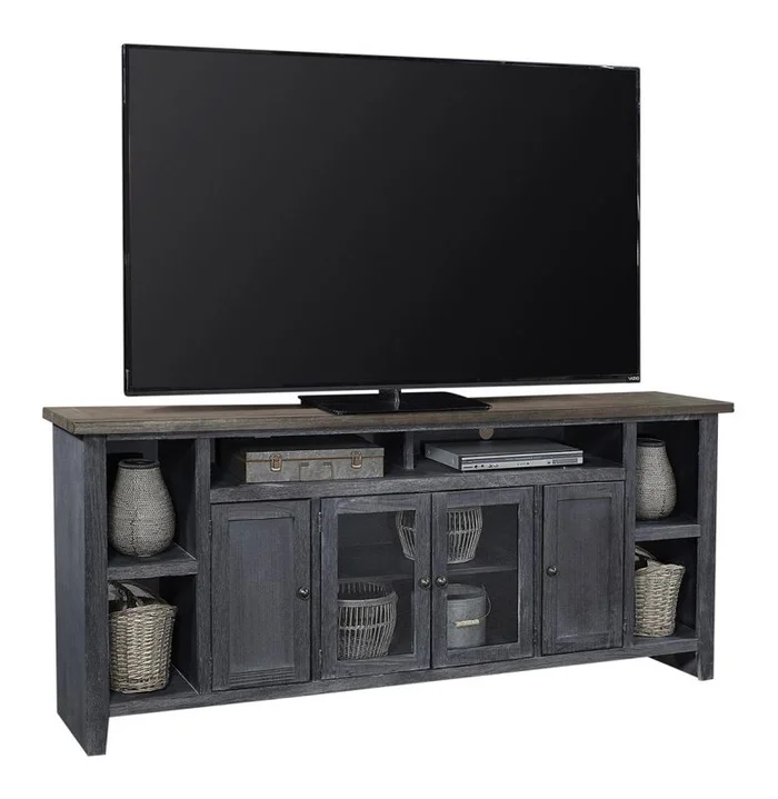 Aspenhome Eastport 84″ Console with 4 Doors in Drifted Black WME1036-DBK