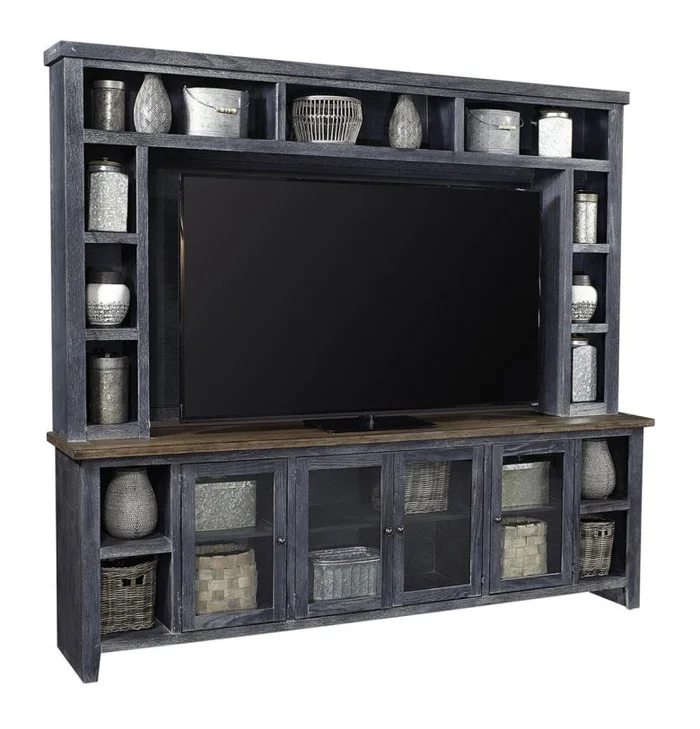Aspenhome Eastport 97″ Console & Hutch in Drifted Black WME1270-DBK;WME1270H-DBK