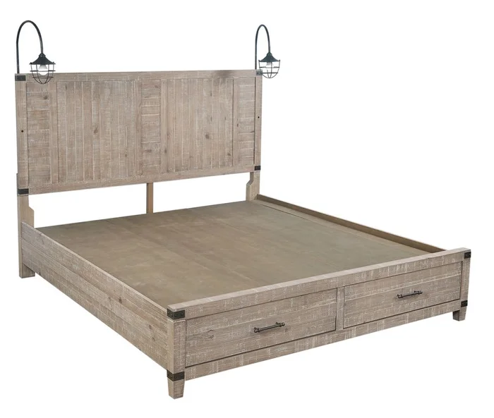 Aspenhome Foundry Cal King Storage Bed in Weathered Stone