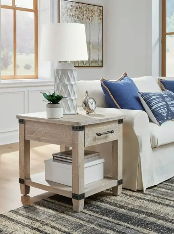 Aspenhome Foundry End Table in Weathered Stone I349-9140-WST