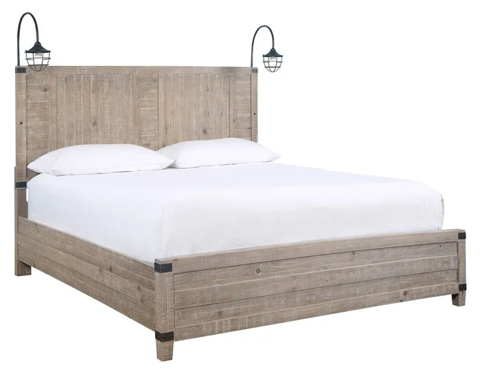 Aspenhome Foundry King Panel Bed in Weathered Stone