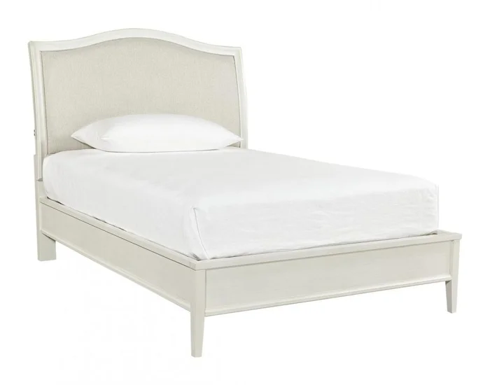 Aspenhome Furniture Charlotte King Upholstered Sleigh Bed in White EST SHIP TIME IS 2 WEEKS