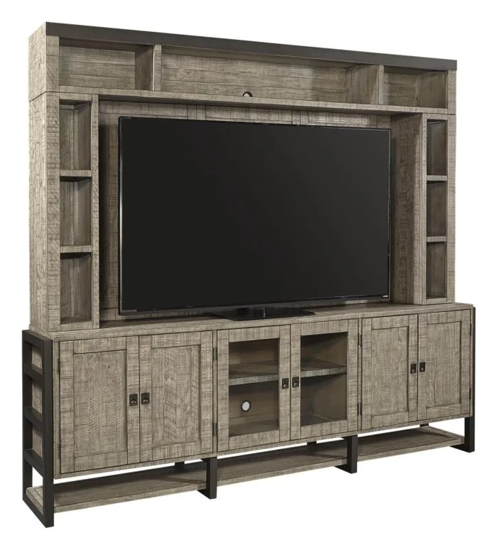 Aspenhome Furniture Grayson 96″ Console and Hutch in Cinder Grey EST SHIP TIME IS 2 WEEKS