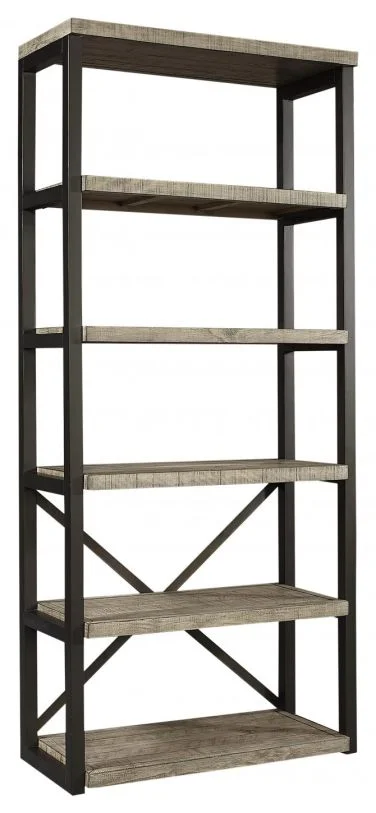 Aspenhome Furniture Grayson Open Display Case in Cinder Grey I215-333 EST SHIP TIME IS 2 WEEKS