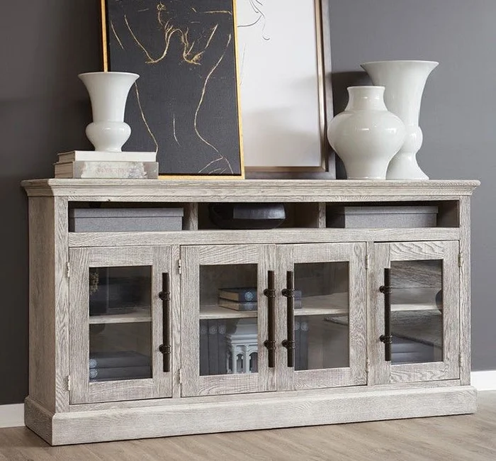 Aspenhome Manchester 73″ Highboy Console in Smokey White WKM1255-SWH