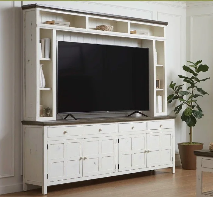 Aspenhome Mesa 98″ Console w/ Hutch in Antique White