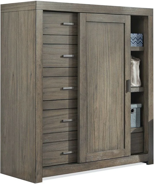 Aspenhome Modern Loft Sliding Door Chest in Greystone IML-457-GRY EST SHIP TIME IS 2 WEEKS