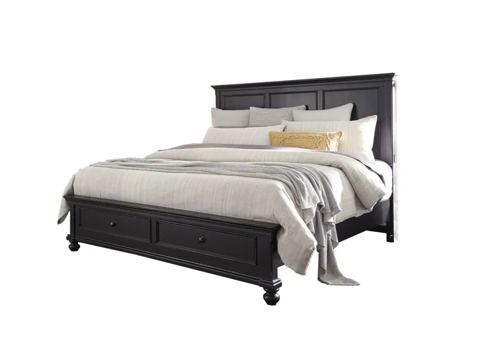 Aspenhome Oxford Cal King Panel Storage Bed in Black EST SHIP TIME IS 2 WEEKS
