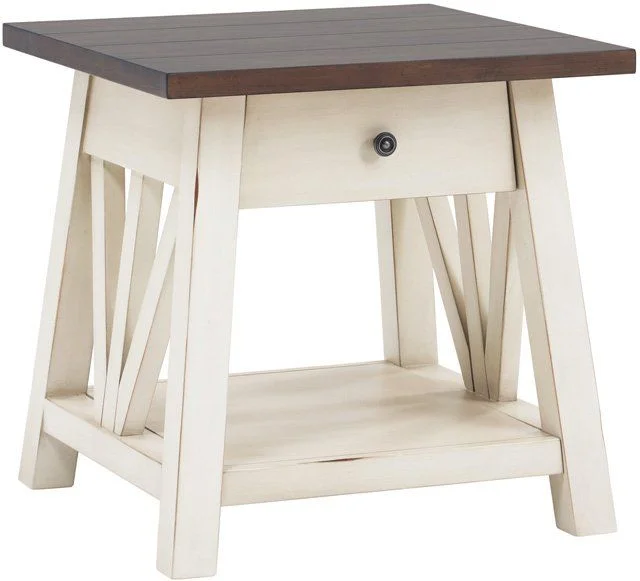 Aspenhome Pinebrook End Table in White I629-9140-PRW