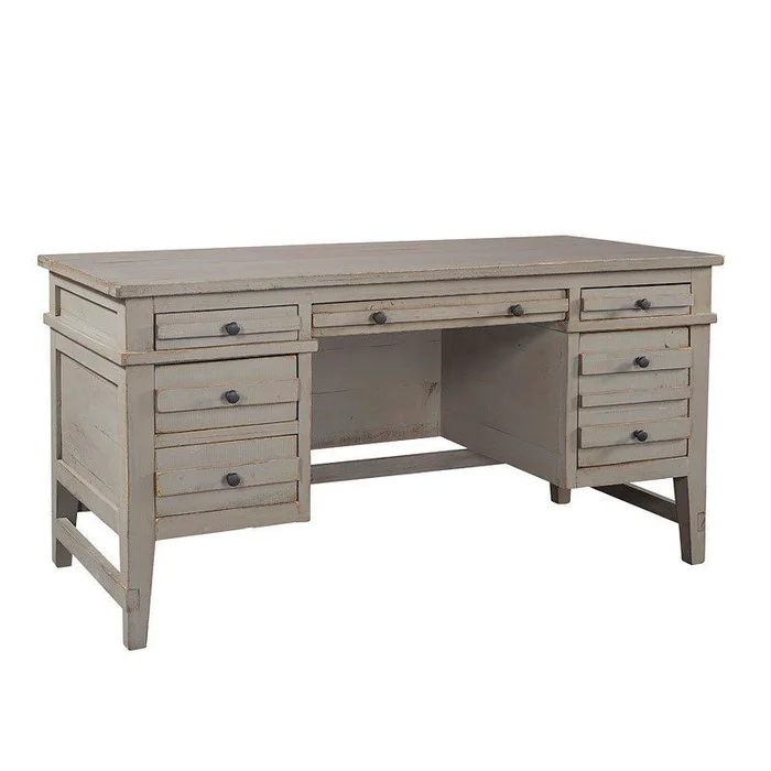 Aspenhome Reeds Farm Half Pedestal Desk in Weathered Grey I358-371-WGY