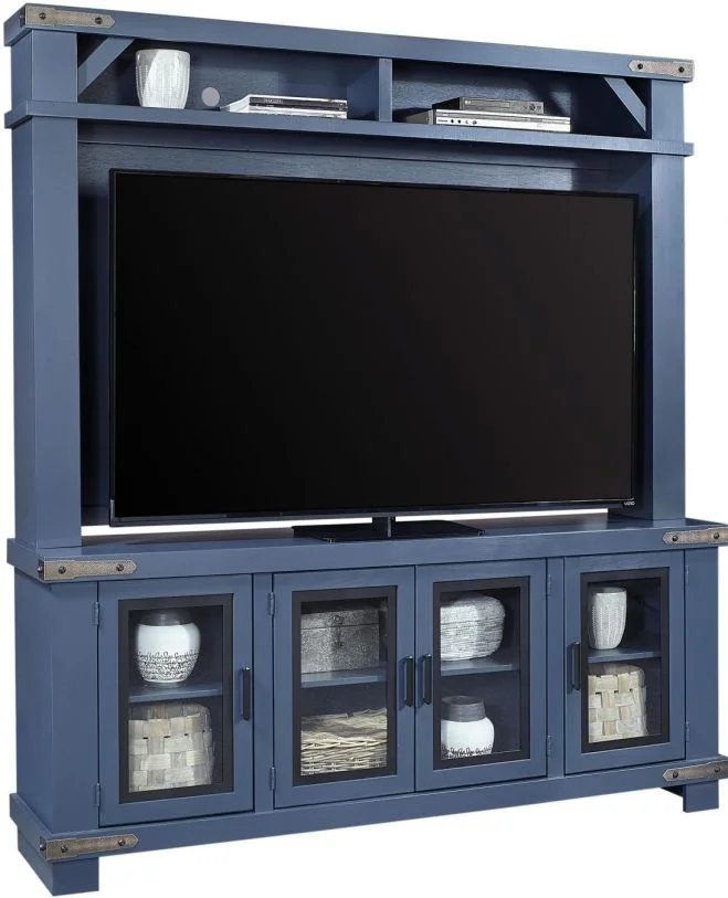 Aspenhome Sawyer 78″Console and Hutch in Malta Blue MO1250-MBL;MO1250H-MBL EST SHIP TIME IS 2 WEEKS