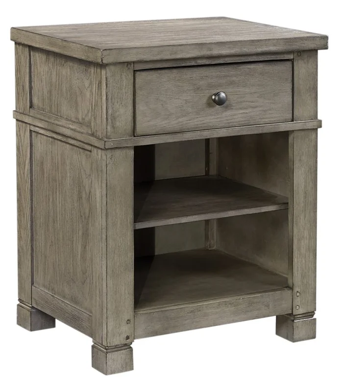 Aspenhome Tucker One Drawer Nightstand in Stone I45-451N EST SHIP TIME IS 2 WEEKS