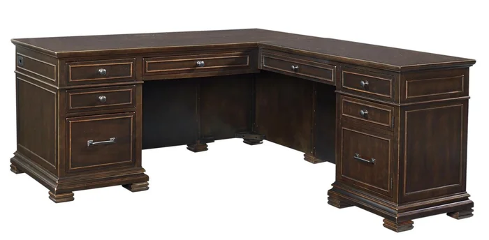 Aspenhome Weston 66″ Desk and 48″ Return Desk in Brown I35-307/308 EST SHIP TIME IS 2 WEEKS
