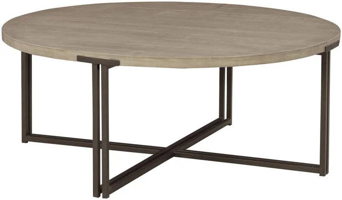 Aspenhome Zander Round Cocktail Table with Dual Metal Base in Ancient Stone I310-9101-STO