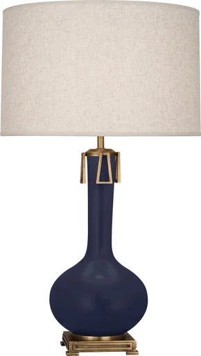 Athena One Light Table Lamp in Matte Midnight Blue Glazed Ceramic w/Aged Brass (165|MMB92)