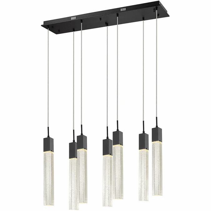 Avenue Lighting HF1900-7-GL-BK Original Glacier Avenue Modern Black LED 11″ Multi Pendant Lamp