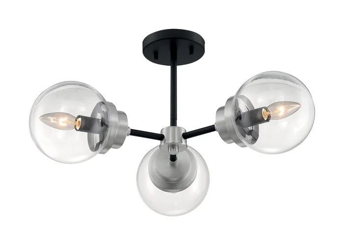 Axis Three Light Semi Flush Mount in Matte Black / Brushed Nickel (72|60-7133)