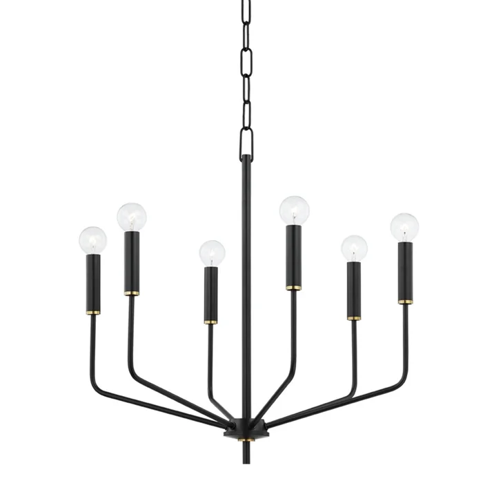 Bailey Six Light Chandelier in Aged Brass/Soft Black (428|H516806-AGB/SBK)