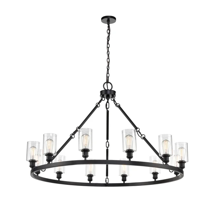 Ballston 12 Light Chandelier in Matte Black (405|850-BK-G802)