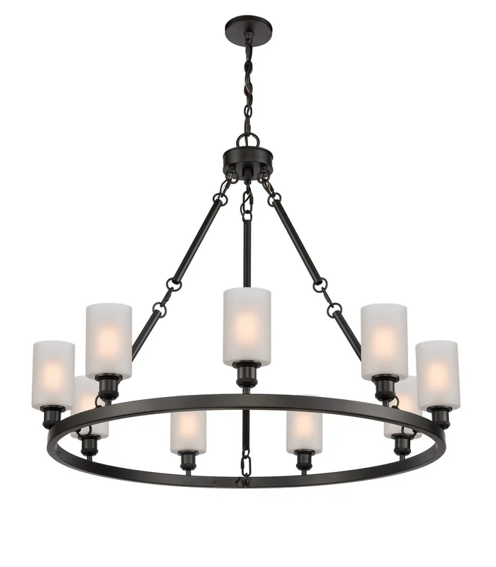 Ballston Nine Light Chandelier in Matte Black (405|840-BK-G801)
