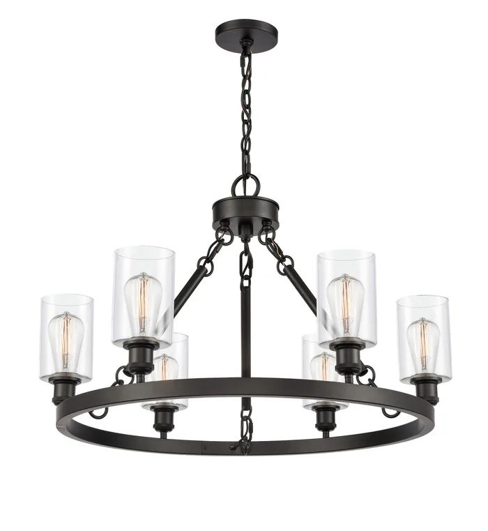 Ballston Six Light Chandelier in Matte Black (405|830-BK-G802)