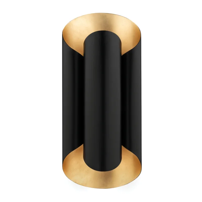 Banks 2-Light Wall Sconce in Gold Leaf/Black 7.5L x 7.5W x 16.75H