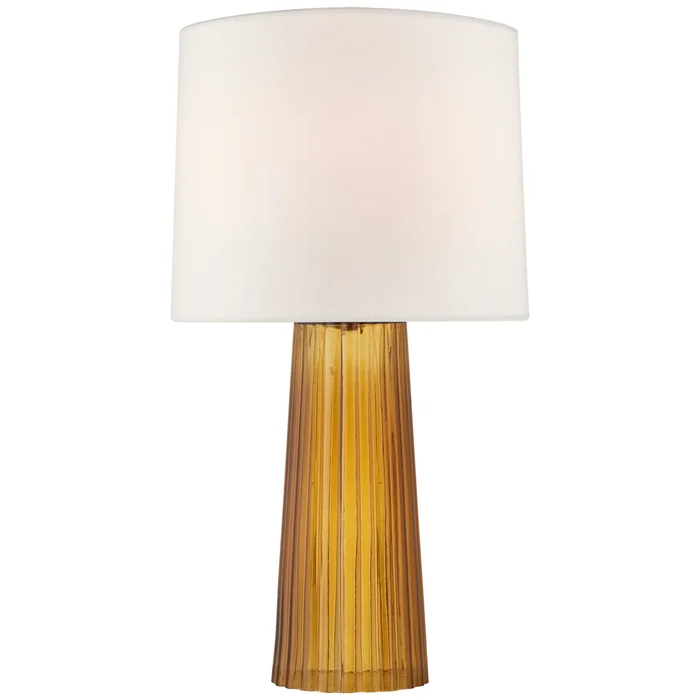 Barbara Barry Danube Medium Table Lamp in Amber with Linen Shade W16″ x H28.75″