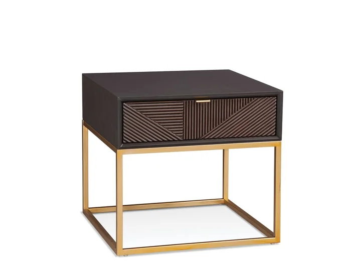 Bassett Mirror Company Beader End Table in Black/Bronze 8130-LR-200EC