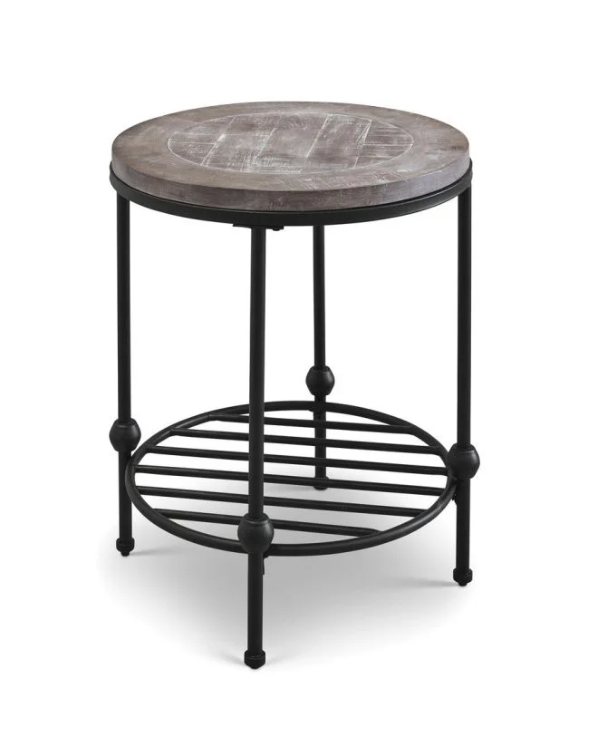 Bassett Mirror Company Emery II Round End Table in Silvered Pine 3195-LR-220EC