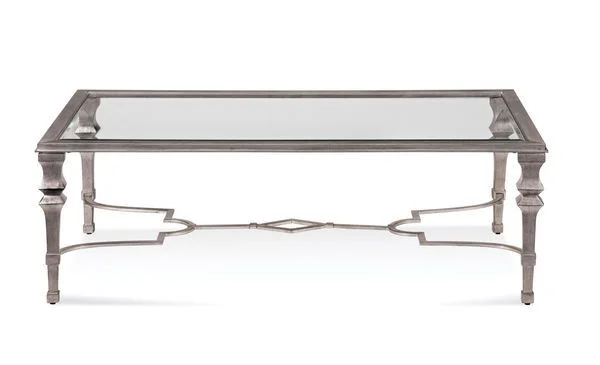 Bassett Mirror Company Hollywood Glam Sylvia Rect Cocktail Table in Silver Leaf 1212-100