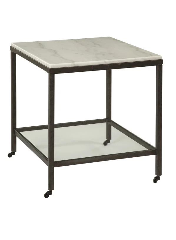 Bassett Mirror Company Whitman Square End Table in Bronze/Marble 1112-LR-200